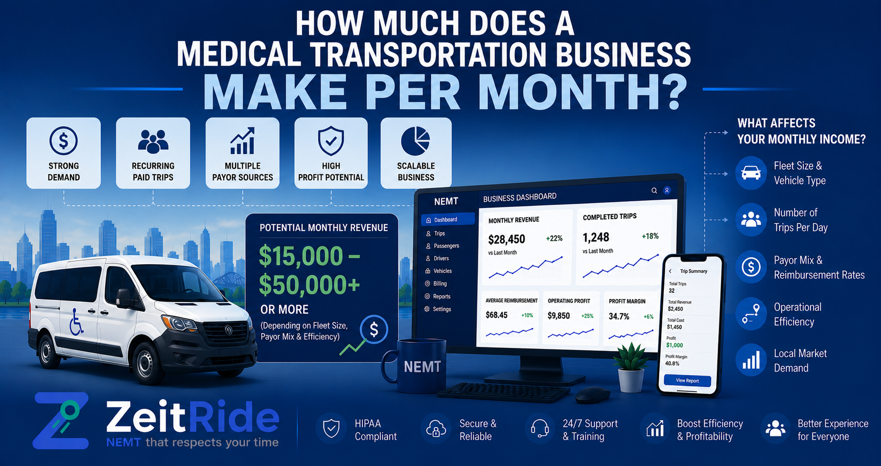 How much does a medical transportation business make per month