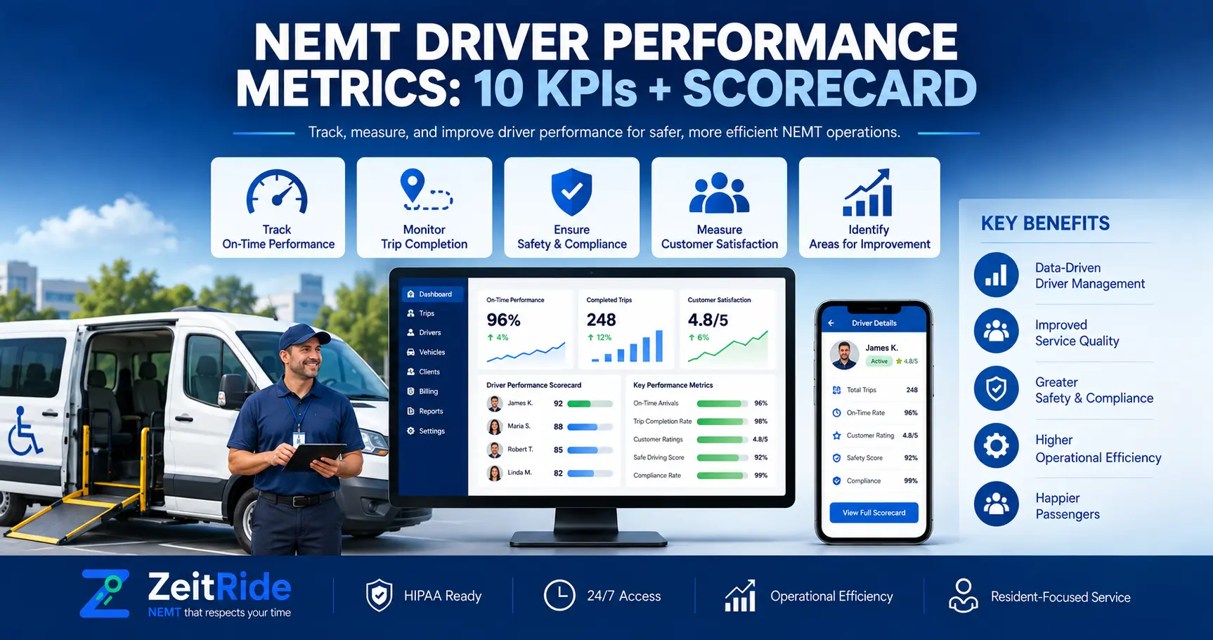 NEMT Driver Performance Metrics: 10 KPIs + Scorecard
