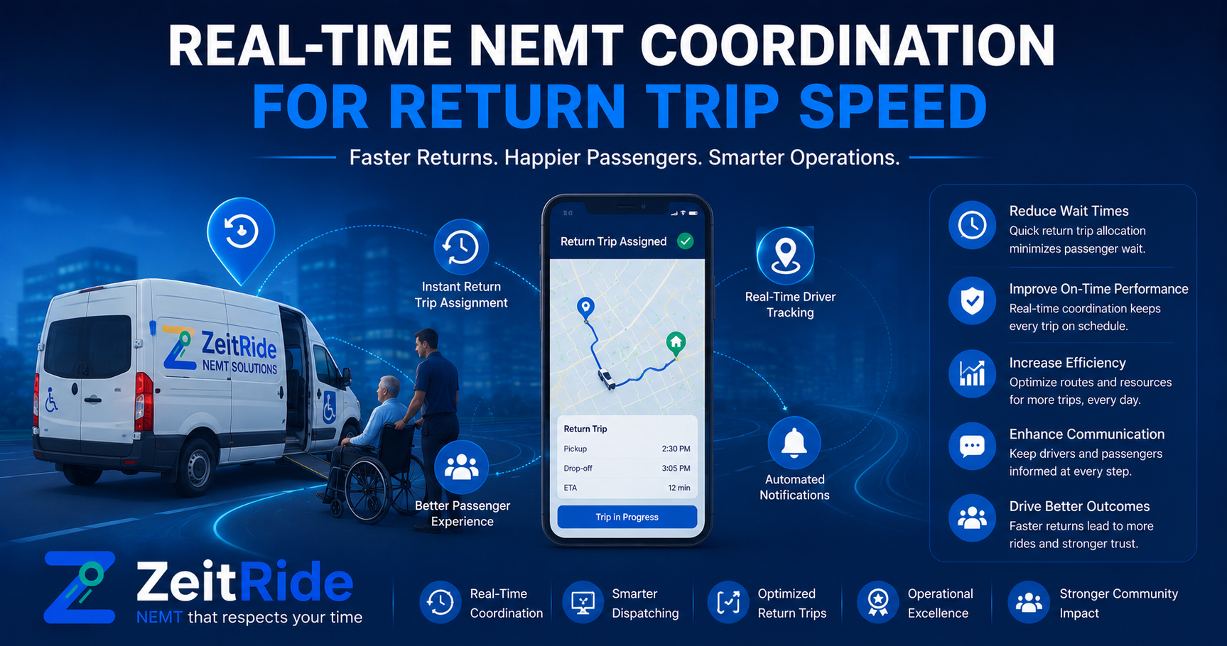 Real-Time NEMT Coordination for Return Trip Speed