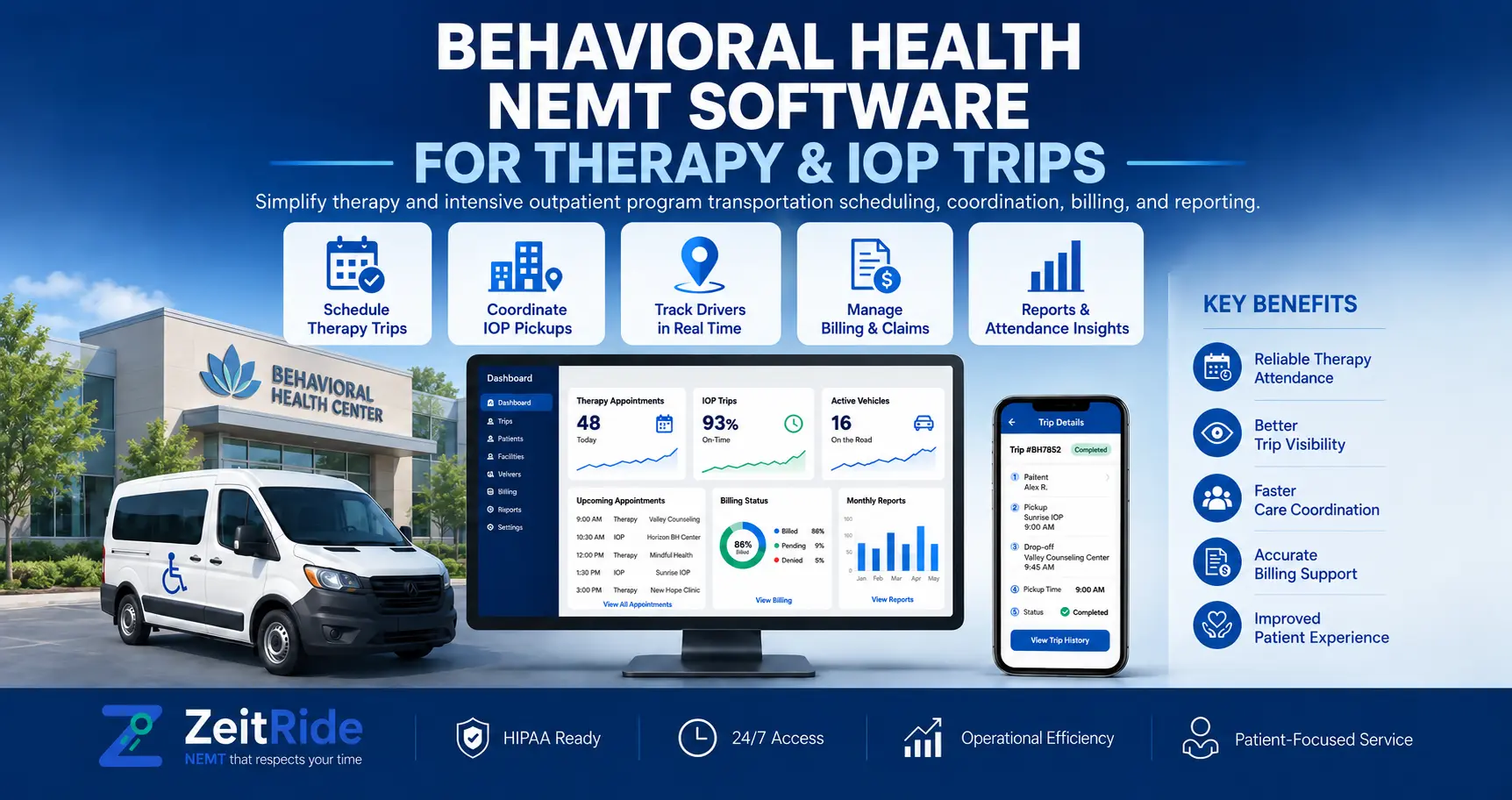 Behavioral Health NEMT Software for Therapy & IOP Trips