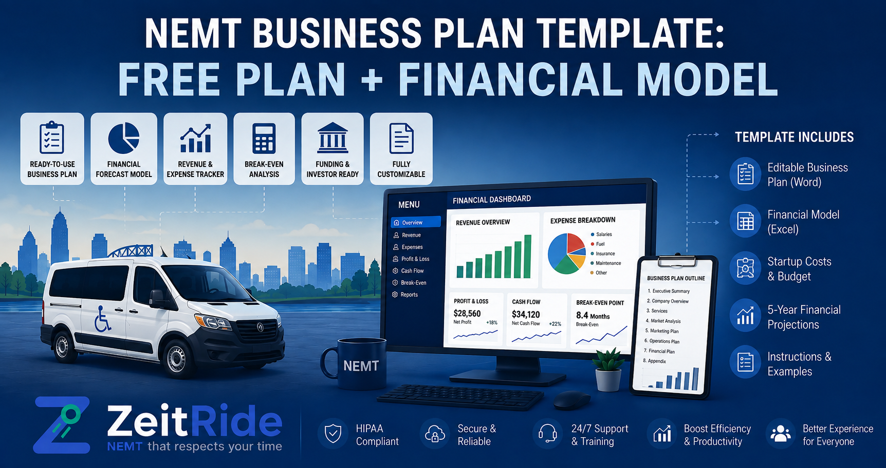 NEMT Business Plan Template: Free Plan + Financial Model
