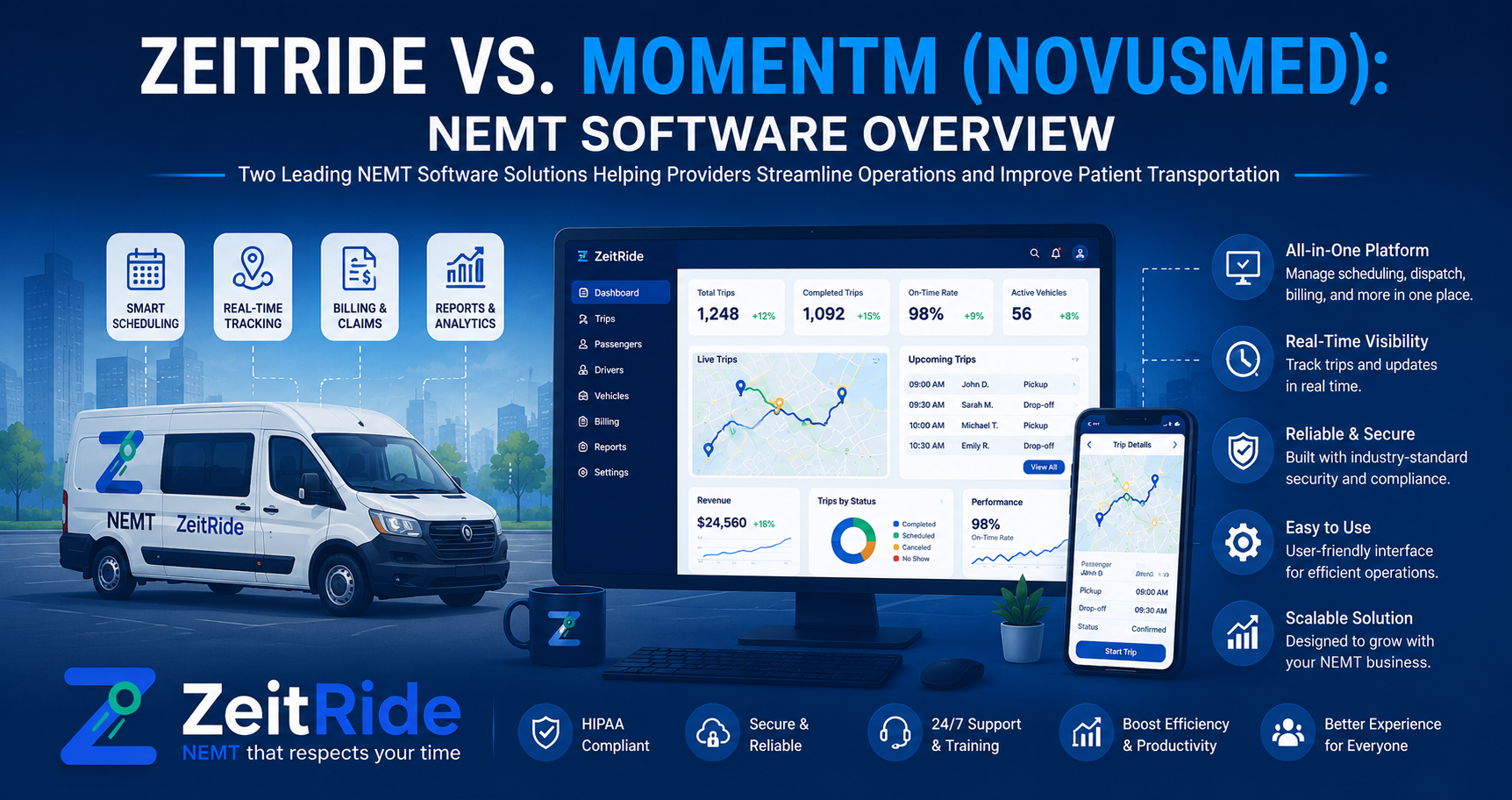 ZeitRide vs. Momentm (NovusMED): NEMT Software Comparison