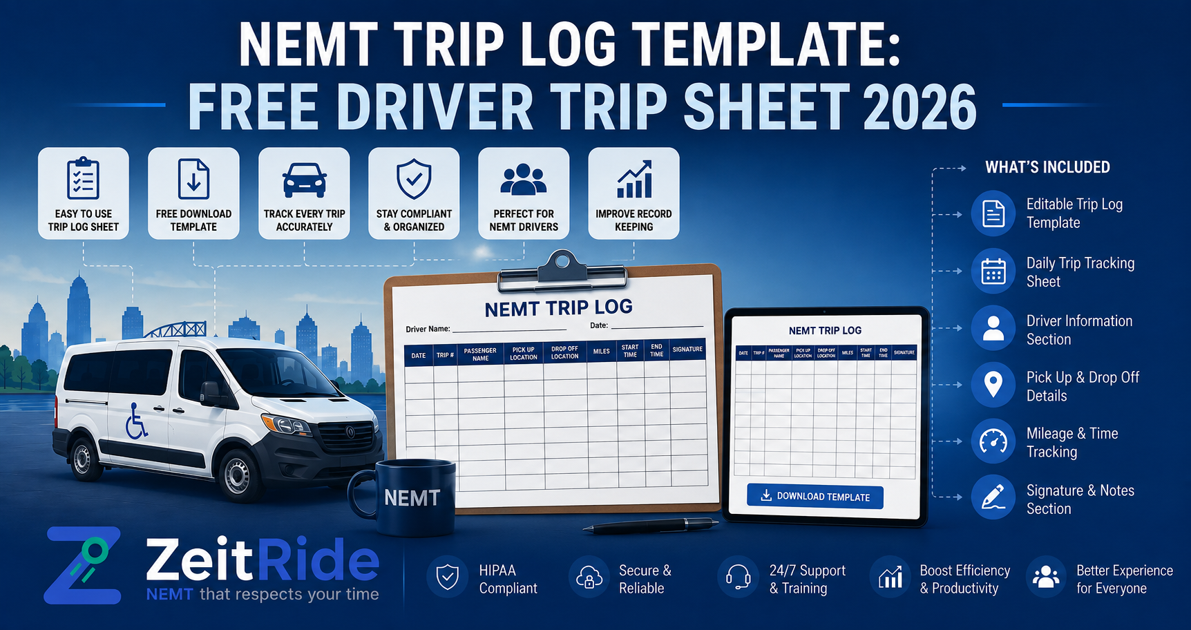 NEMT Trip Log Template: Free Driver Trip Sheet 2026