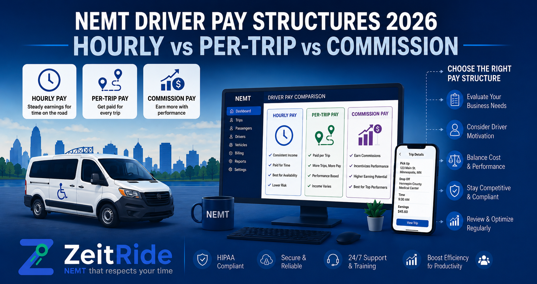 NEMT Driver Pay Structures 2026: Hourly vs Per-Trip vs Commission